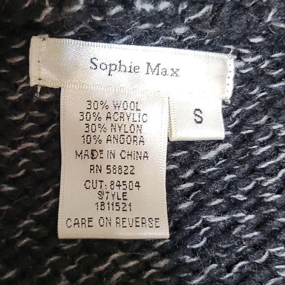 SOPHIA MAX Black and White Hooded Cardigan Sweater Size Small - Picture 8 of 8